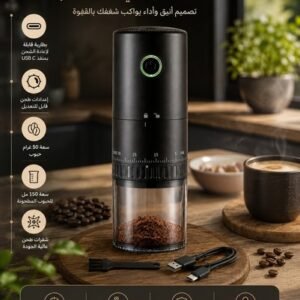 TOSCANA U مطحنة قهوة كهربائية محمولة قابلة لإعادة الشحن عبر USB-C (سعة 50 جرام، تشغيل بلمسة واحدة)
